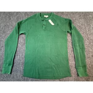 J.Crew Knit Goods Green Henley Waffle Shirt M-T